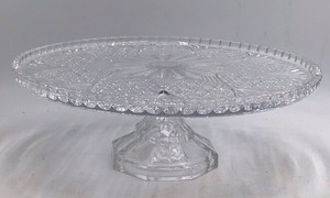 Vintage Crystal Cake Stand  Starburst and Hobstar Pattern