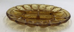 Vintage Amber Glass Relish Dish