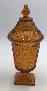 Vintage Amber Glass Lidded Urn
