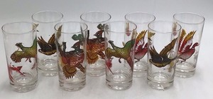 Vintage Wild Game Bird Highball Glasses 1950s