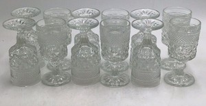 Vintage Crystal Cordial Glasses  Diamond and Fan Pattern
