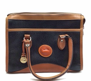 Dooney & Bourke All-Weather Leather Tote  Navy Pebbled with Tan Trim