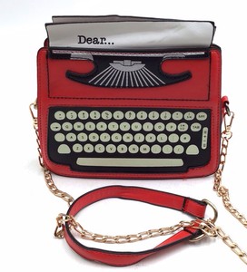 Typewriter Novelty Crossbody Bag  Red with Keyboard Design