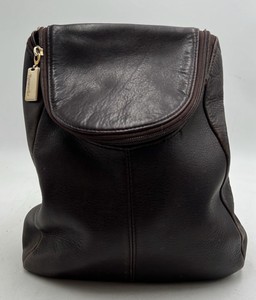 Vintage Leather Backpack  Dark Brown Pebbled Leather with Flap and Zipper