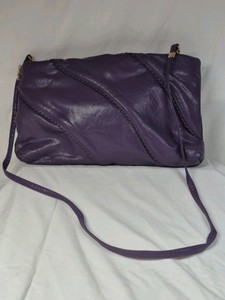 Vintage Leather Shoulder Bag  Pleated Design with Braided Accents