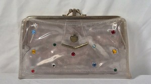Vintage Clear Vinyl Clutch with Rhinestone Accents