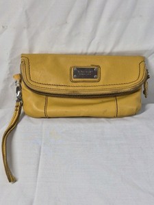 Nine West Leather Wristlet Clutch  Mustard Yellow