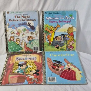Little Golden Books Set  Night Before Christmas, Winnie the Pooh Eeyore, Prince and the Pauper, Thumbelina