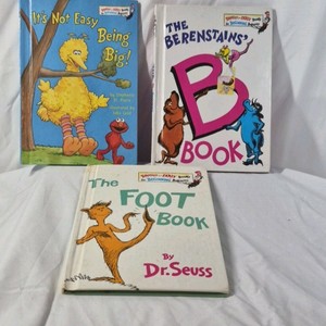 Vintage Childrens Books  Sesame Street Big Bird, Berenstain Bears B Book, Dr. Seuss Foot Book