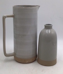 Vintage Stoneware Pitcher and Bottle  Heath & Hanna Marked