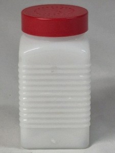 Vintage Milk Glass Pepper Shaker  Ribbed with Raised Letter