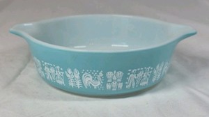 Pyrex Amish Butterprint Casserole Dish  Turquoise