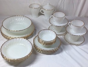 Vintage Anchor Hocking Fire-King Milk Glass Dinnerware Set