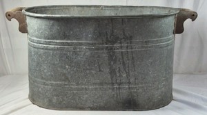Vintage Galvanized Oval Tub with Handles