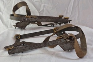 Vintage Ice Cleats  Metal with Straps
