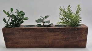 Wooden Herb Planter  Four Holes