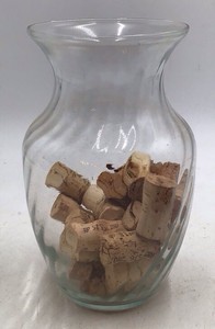Vintage Clear Glass Vase Filled with Corks