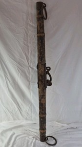 Vintage Wooden Spreader Bar with Iron Rings