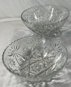 Vintage Scalloped Cut Glass Bowls
