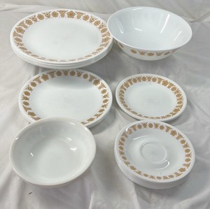 Vintage Corelle Dinnerware Set  Gold Floral Pattern