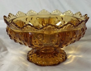 Vintage L.E. Smith Amber Pedestal Bowl