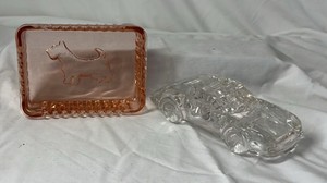 Vintage Glass   Scottie Dog and Car
