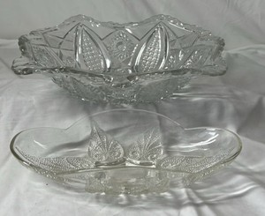 Vintage Clear Glass Serving Bowls  Pressed Patterns