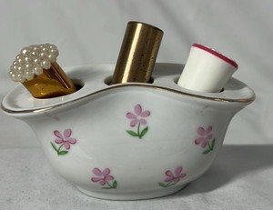 Ceramic Lipstick Holder with Floral Design