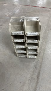 Lot of 10 Small Tan Stackable Storage Bins