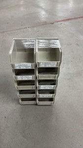 Lot of 10 Small Tan Stackable Storage Bins