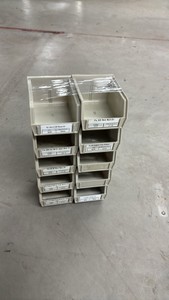 Lot of 10 Small Tan Stackable Storage Bins