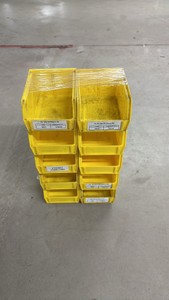 Lot of 10 Small Yellow Stackable Storage Bins
