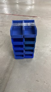 Lot of 10 Medium Blue Stackable Storage Bins