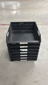Lot of 7 Double Extra Large Black Stackable Storage Bins