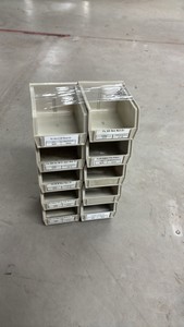 Lot of 10 Small Tan Stackable Storage Bins