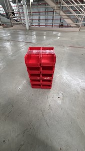 Lot of 10 Medium Red Stackable Storage Bins