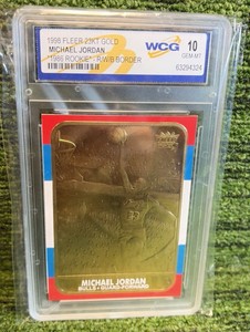 1998 Fleer 23KT Gold Michael Jordan 1986 Rookie Red White Blue Border graded GEM  MT10