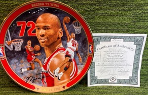 Michael Jordan RECORD 72 WINS Plate by Upper Deck and Bradford Exchange W COA