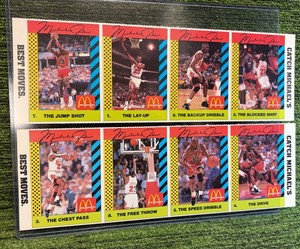 1990 SI FOR KIDS MCDONALDS MICHAEL JORDAN RARE UNCUT 2 ROWS CHICAGO BULLS