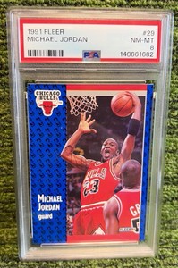 1991 Fleer Basketball Card Michael Jordan #29 PSA 8