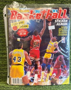 Basketball Sticker Album 90, 91 With All The Stickers, In Original Package with Michael Jordan Stickers
