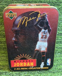 Upper Deck Michael Jordan 5 All-Metal Collector Cards NBA Empty Tin 1996- Just the Tin