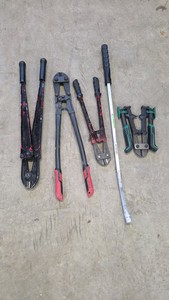 bolt cutters, pry bar