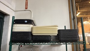 shelf of trays