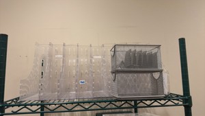 shelf of office supplies