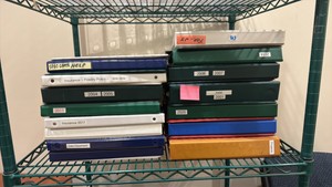 shelf of binders