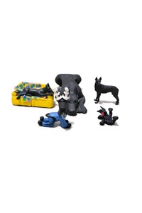 5 Piece Great Dane Lot -  Large Black Sandicast Great Dane, 3 Handmade Great Dane Figures, Standing Black Dog Figurine