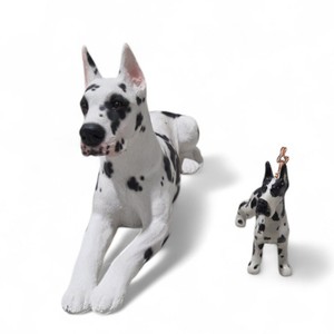 Great Dane Figurine Lot -  Harlequin Great Dane Living Stone 1987 Adult Figure  Mini Blue Witch Dog Figure