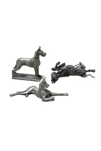 Signed L.M. Peterson Dog Sculpture Lot 3 Pc Numbered Art Figures Great Dane