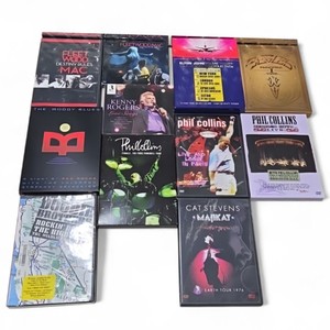 Music DVD Lot Phil Collins Fleetwood Mac Elton John Cat Stevens Kenny Rogers